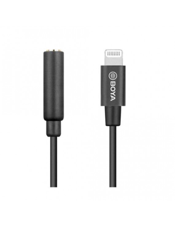 BOYA Adapter cable BY-K3, 3.5mm Female TRRS to Male lightning (6cm) Black EU