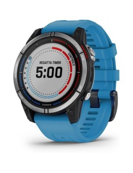 Garmin Quatix 7 Standard Solar Smart Watch 47mm, GPS, 10ATM, Graphite with Light Blue Silicone Band EU