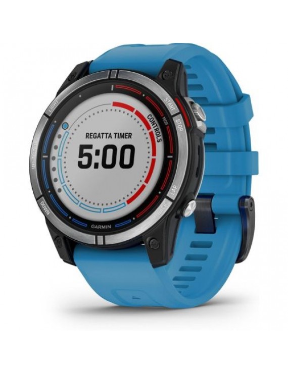 Garmin Quatix 7 Base Smart Watch 47mm, GPS, 10ATM, Graphite with Light Blue Silicone Band EU