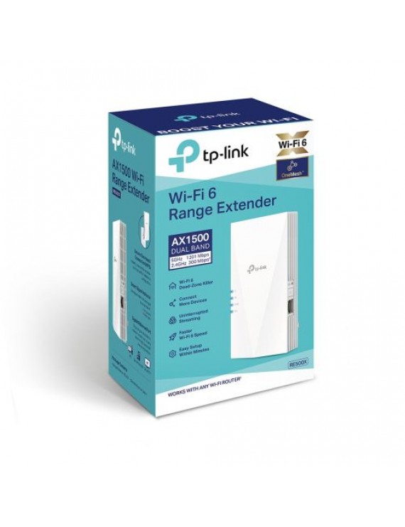TP-Link Range Extender RE500X AC1500 Wireless Dual Band, Mesh System, 1500Mbps, 802.11ac, Wi-Fi 6, White EU