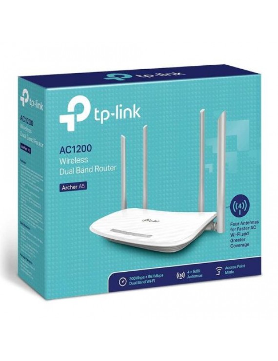 TP-Link Wi-Fi Router Archer A5 AC1200, 1200Mbps, LAN/WAN, 802.11ac, White EU