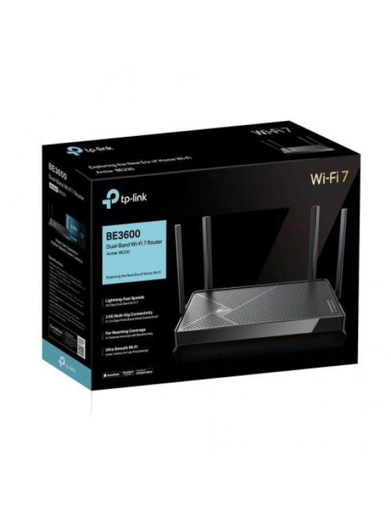 TP-Link Wi-Fi Router Archer BE230 BE3600, 3600Mbps, LAN/WAN, 802.11be, Wi-Fi 7, Black EU