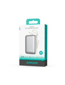 Joyroom Power Bank with Digital Display Type-C, PD 22.5W, 20000 mAh with built-in Double Type-C Cable, White (JR-PBF29)