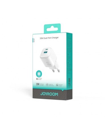Joyroom Travel Charger C+U, PD 33W with Type-C to Type-C Cable PD 60W, (1m), White (JR-TG7)