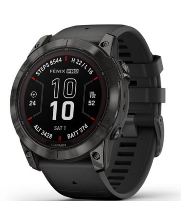 Garmin Fenix 7X Pro Solar Smart Watch 51mm, GPS, Carbon Grey Titan with Graphite Silicone Band EU