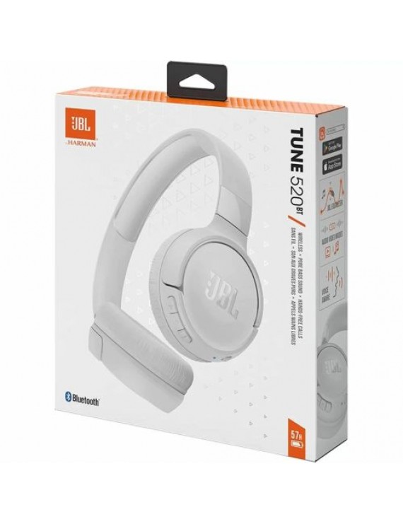 JBL Tune 520BT Bluetooth Wireless On-Ear Headphones White EU
