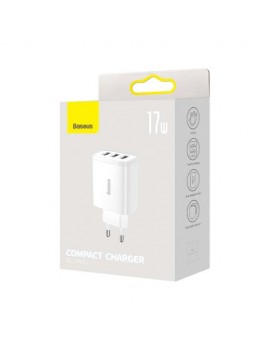 Baseus Travel Charger Compact wall Charger U+U+U, 17W EU White (CCXJ020102) - ONLY BOX DAMAGE
