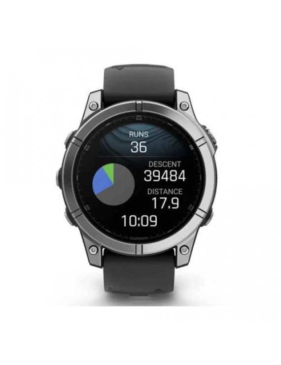 Garmin Fenix E Smart Watch 47mm, GPS, Stainless Steelr with Black Silicone Band EU