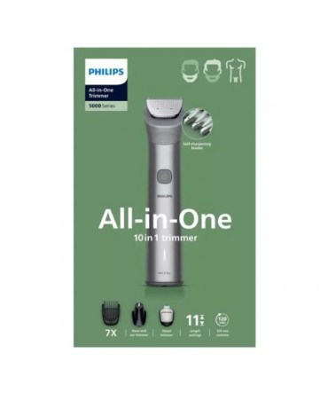 Philips Wet & Dry Multi Grooming Trimmer 10 in 1, Series 5000, MG5921/15 Black / Silver EU