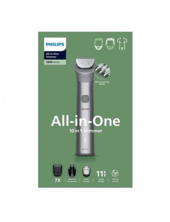 Philips Wet & Dry Multi Grooming Trimmer 10 in 1, Series 5000, MG5921/15 Black / Silver EU