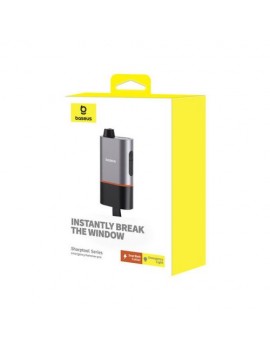 Baseus Car Tool Sharp Safety Hammer (Window-breaking+Safety belt cutting+Flashlight) 650 mAh, Gray/ Black (C10934401111-00)