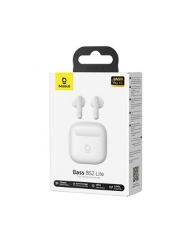 Baseus Earphone Bluetooth BS2 Lite TWS, BT56.0 In-Earbuds with ENC, White (A0203703)