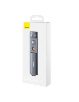 Baseus Laser Wireless Presenter Orange Dot Remote controller (Red Laser)(Charging version) 100m remote, Dual Interface, Gray (WKCD000013)