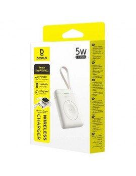 Baseus Power Bank Wireless Charger for Apple Watch, 5W, 1640 mAh, with built-in Cable, White (E0205302)