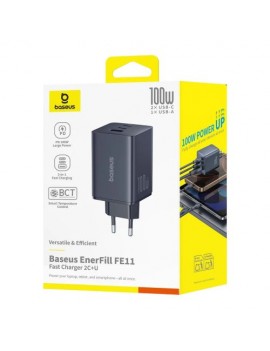 Baseus Travel Charger EnerFill FE11 Fast Charge C+C+U, 100W, Black (P10182102123-00)