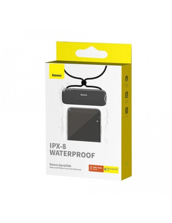 Baseus AquaGlide Universal Waterproof Case IPX8 up to 7.2 inch Phone, Black/ Transparent (BS-PC029)