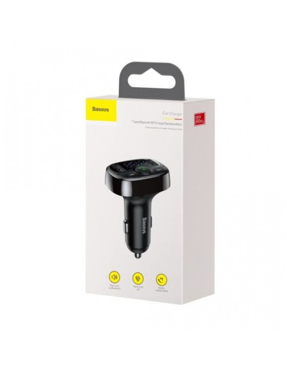 Baseus Car Charger Bluetooth FM Transmitter S-09A, BT. 4.2, 10m Range, 2x USB-A 3.4A, Micro SD card Reader, Black (CCMT000001)