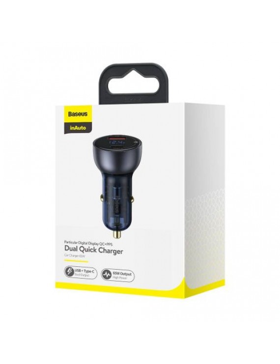 Baseus Car Charger Particular Digital Display C+U, PD 3.0 QC 4.0+, SCP, PPS, 5A, 65W Dark Gray (CCKX-C0G)