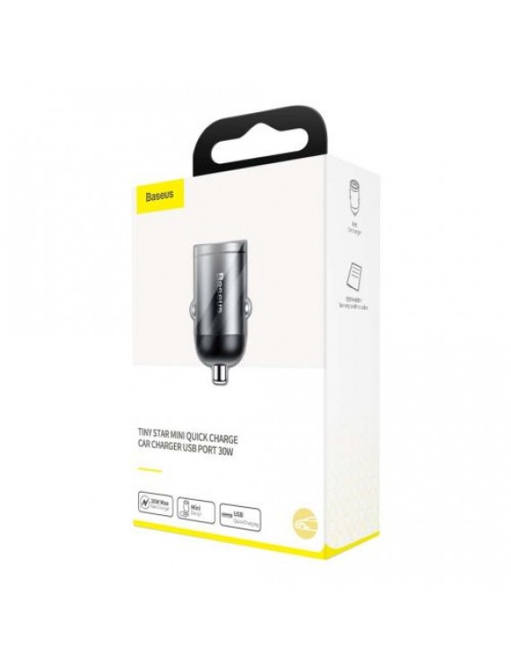 Baseus Car Charger Tiny Star Mini Quick Charge, U+Um 12/24V, 30W Gray (VCHX-A0G)