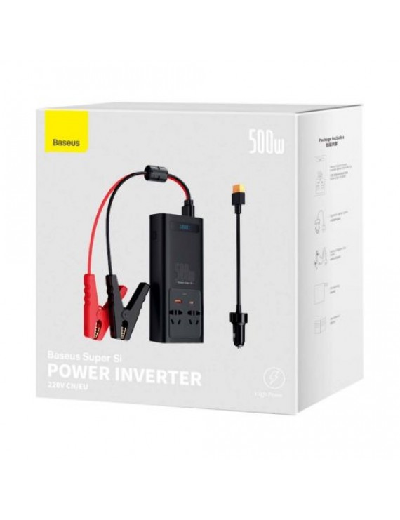 Baseus Car Power Inverter 150W 12V / 500W 220V (C+U + Dual EU plug) Black (CGNB000101)