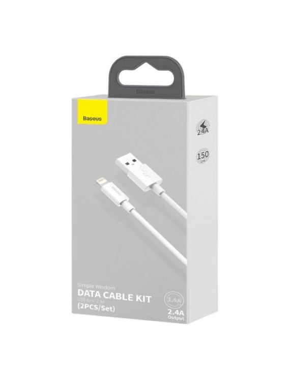 Baseus Lightning Simple Wisdom cable (2pcs/set) 2.4A 1.5m White (TZCALZJ-02)
