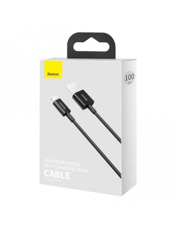 Baseus Lightning Superior Series cable, Fast Charging, Data 2.4A, 1m Black (CALYS-A01)