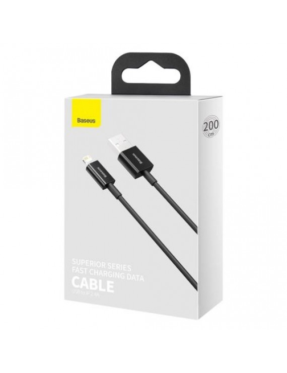 Baseus Lightning Superior Series cable, Fast Charging, Data 2.4A, 2m Black (CALYS-C01)