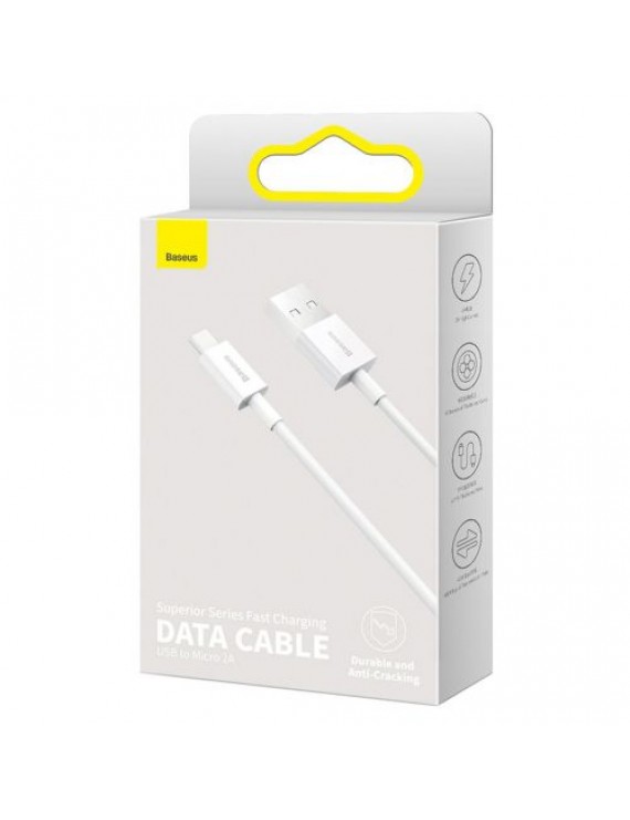 Baseus Micro USB Superior cable, fast charging cable 2A 1m White (CAMYS-02)