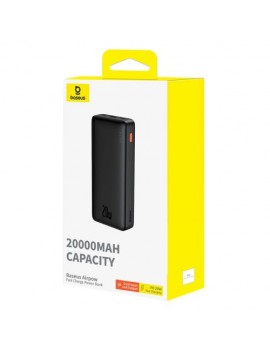Baseus Power Bank Airpow, C+U, 20W, 20000 mAh, with Baseus Simple Series Type-C 0,50m cable, Black (P10022804113-00)