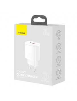 Baseus Travel Charger Compact Quick Charger U+C 20W EU White (CCXJ-B02)
