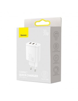 Baseus Travel Charger Compact Quick Charger U+U+C PD3.0, QC 3.0 30W EU White (CCXJ-E02)