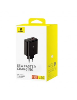 Baseus Travel Charger Cube Pro GaN Quick Charger C+C+U, 65W, Black EU (P10152301113-00)