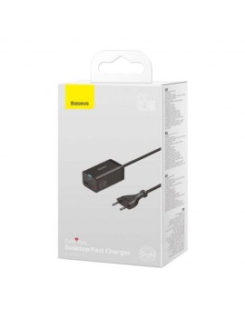 Baseus Travel Charger GaN3 Pro Quick wall charger C+C+U, PD3.0, QC4.0 +, AFC, FCP, SCP, PPS, MTK, (with Type C - Type C cable 1m) 65W, Black EU (CCGP040101)
