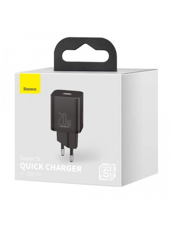 Baseus Travel Charger set Super Si 1C PD Fast charger 20W EU Black (CCSUP-B01)