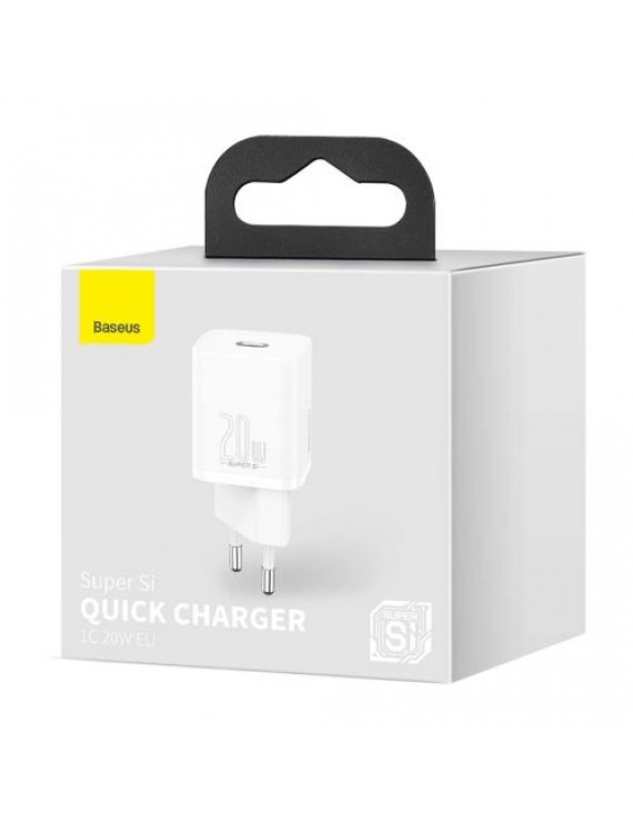Baseus Travel Charger set Super Si 1C PD Fast charger 20W EU White (CCSUP-B02)