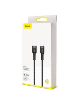 Baseus Type-C - Lightning Cafule Cable Durable Nylon Braided QC3.0 18W 1m Black/Gray (CATLKLF-G1)