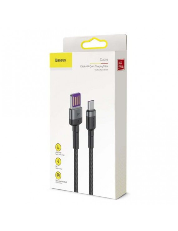 Baseus Type-C Cafule SuperCharge 40W PD 3.0, QC 3.0, 40W, 1m Gray/Black (CATKLF-PG1)