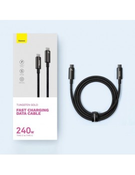 Baseus Type-C to Type-C Tungsten Gold Series Cable 480Mb/s, 240W, 2m, Black (CAWJ040101)