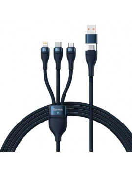 Baseus Universal Flash Series II 3-in-1 Fast Charging Data Cable (USB-A to Micro + Lightning + Type-C) 100W, 1.2m Blue (CASS030103)
