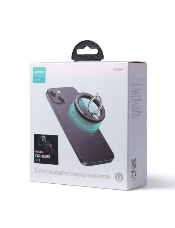 Joyroom Car Moun Magnetict Multifuctional Kit for Air Outlet (Car Holder, Magnetic Ring, Magnetic Cap) Black (JR-ZS294)