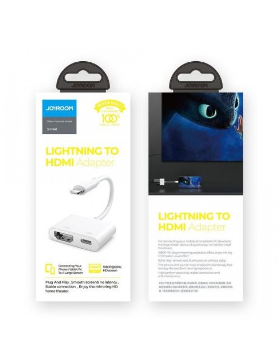 Joyroom Converter Lightning (male) to Digital HDMI (female) + Lightning (female), FullHD 1080p, 60Hz, White (S-H141)