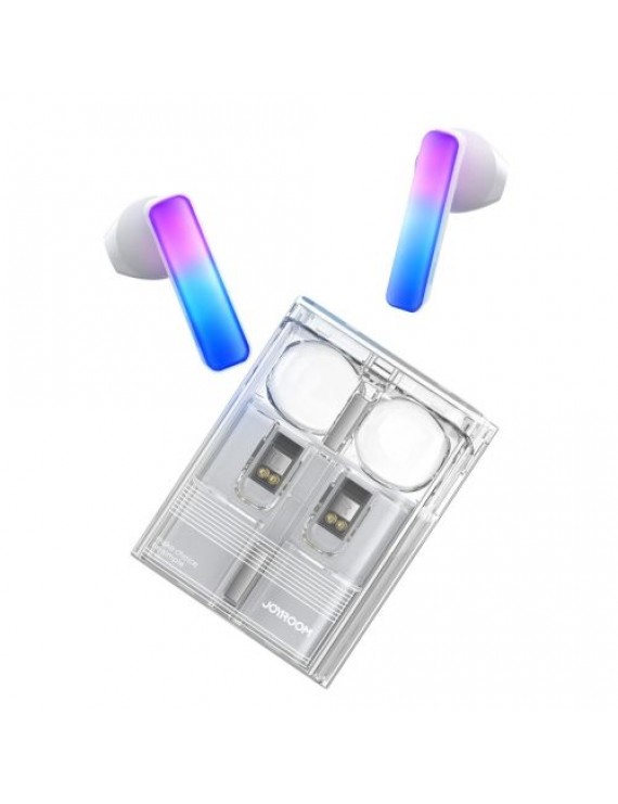 Joyroom Earphone IceLens Series Bluetooth True Wireless BT 5.3, TWS, AAC, SBC, HFP, A2DP, AVRCP, with LED Lights, White (JR-TC1)