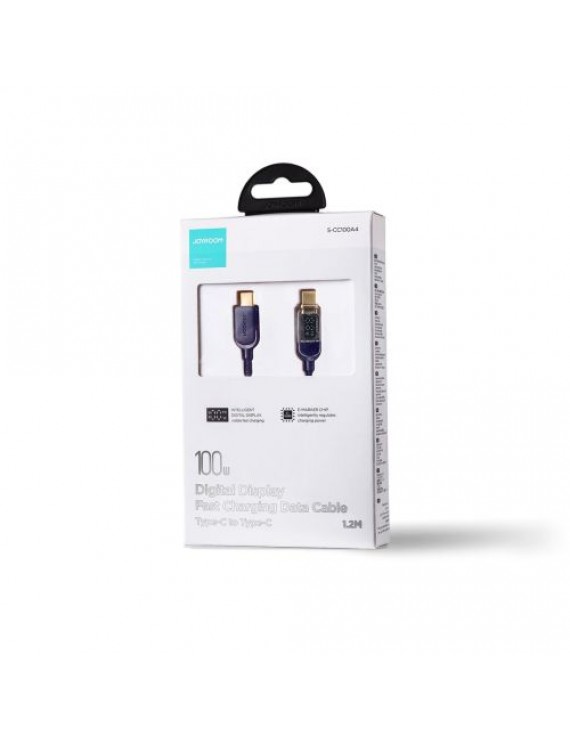 Joyroom Type-C - Type-C Data Cable 100W, 1.2m with Digital Display Blue (S-CC100A4)