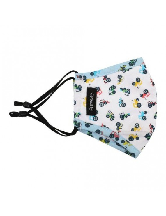 PureMe Reusable / Adjustable Mask Kids 2 pcs N95 filters inside the package Tractor Print