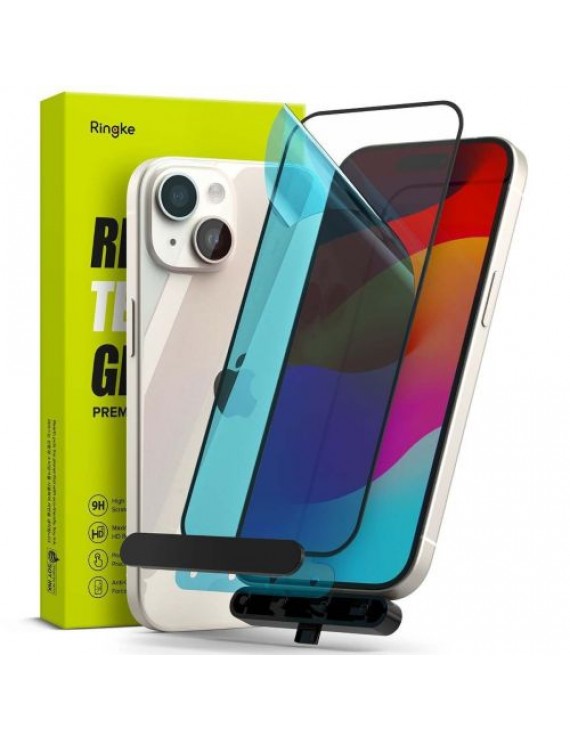Ringke iPhone 15/ 16 Screen Protector Privacy Tempered Glass 9H with installation jig Transparent