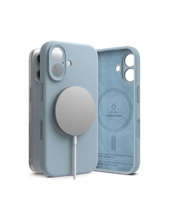 Ringke iPhone 16 Case Silicone Magnetic Blue