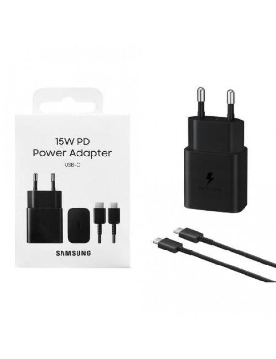 Samsung Travel Charger 15W EP-T1510X with Type-C to Type-C cable (1m) Black EU (EP-T1510XBEGEU)