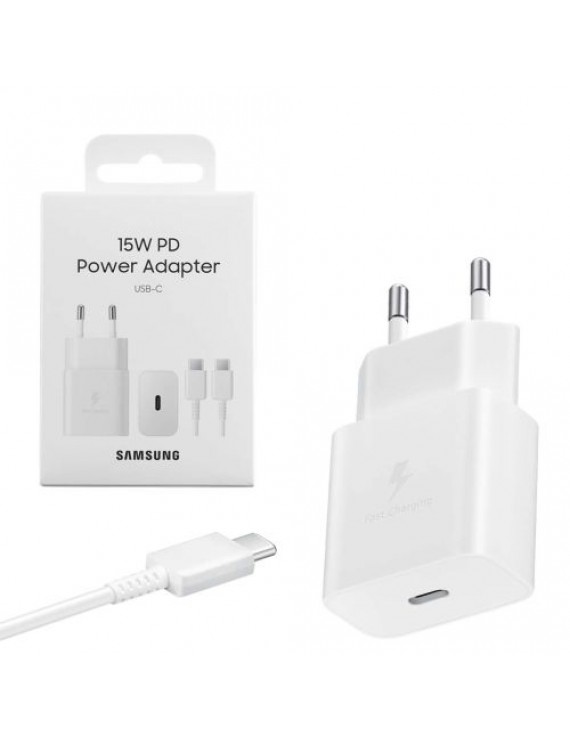 Samsung Travel Charger 15W EP-T1510X with Type-C to Type-C cable (1m) White EU (EP-T1510XWEGEU)