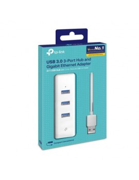 TP-Link Network Adapter Cable UE330 USB to 3 x USB 3.0 and Ethernet RJ45, 1000Mb/s, White EU