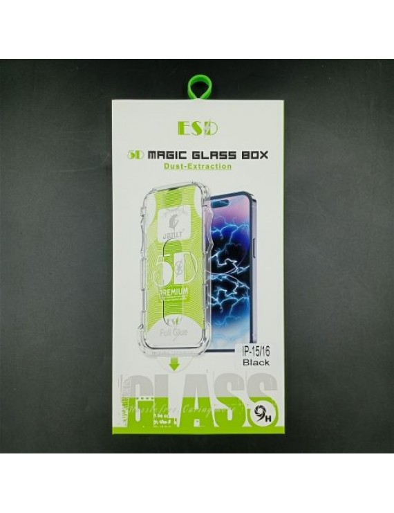 iPhone 15/16 Screen Protector Tempered Glass 9H with installation frame Transparent